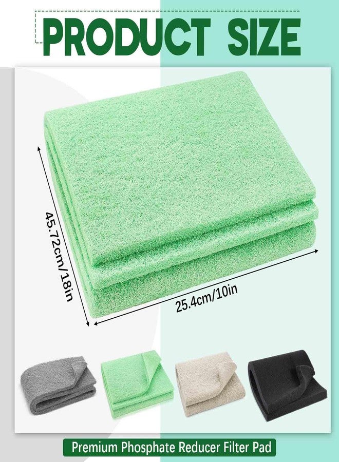 Treela 4 Pcs 18 x 10 Inch Aquarium Filter Pads Ammonia Phosphate Nitrite Remover Reducer Filter Pads Cut-to-fit for Aquariums & Ponds Fish Tank Accessories (Green,Gray,Khaki,Black) - Image 2